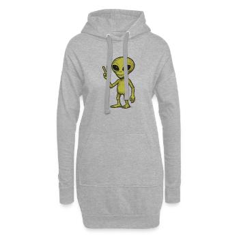 Friedliche Alien Friedenszeichen Illustration - Hoodie-Kleid - Grau meliert - Vorne