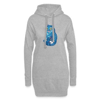 Tigre bleu avec la magie d’un petit oiseau - K-Pop Demon - Sweat-shirt à capuche long Femme - gris chiné - Devant