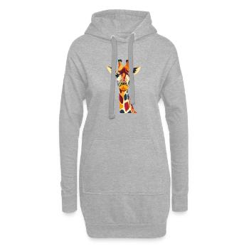 Bunte Giraffenpracht Giraffe Kopf Hals Motiv - Hoodie-Kleid - Grau meliert - Vorne