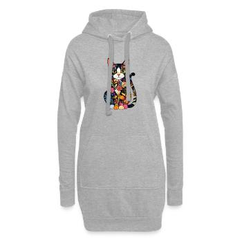 Blütenkatze Farbexplosion - Hoodie-Kleid - Grau meliert - Vorne