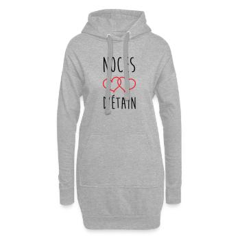 Noces d'Étain 10 ans de mariage - Sweat-shirt à capuche long Femme - gris chiné - Devant