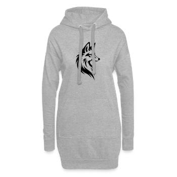 Style de tatouage minimaliste Fox Head - Sweat-shirt à capuche long Femme - gris chiné - Devant