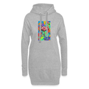 Flamant - Sweat-shirt à capuche long Femme - gris chiné - Devant