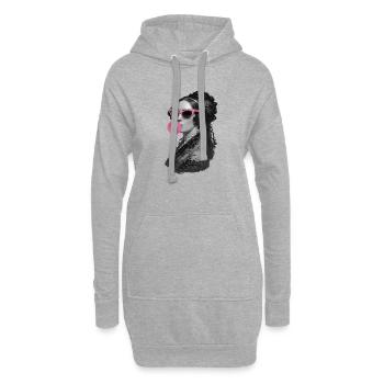 Ada Lovelace mit rosa Sonnenbrille und Kaugummi - Hoodie-Kleid - Grau meliert - Vorne