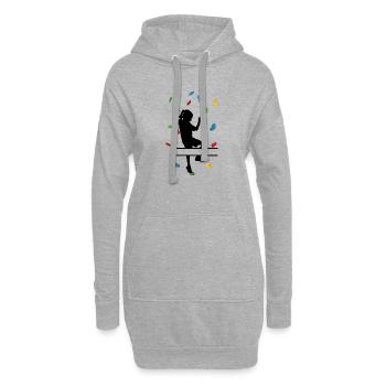 Climbing Wall Girl – Individuelle Klettererin - Hoodie-Kleid - Grau meliert - Vorne