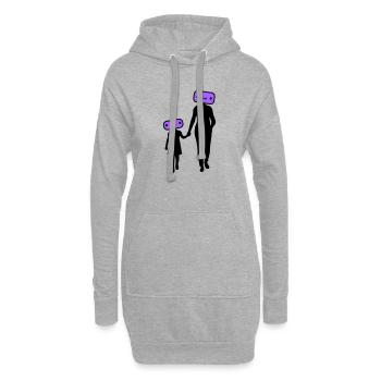 Familie Silhouette Liebe Kinder Eltern Mama Papa - Hoodie-Kleid - Grau meliert - Vorne