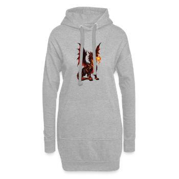 Feuerdrache Flammenatem - Hoodie-Kleid - Grau meliert - Vorne