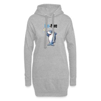 Requin Cinq | Requin de dessin animé drôle avec un high five - Sweat-shirt à capuche long Femme - gris chiné - Devant