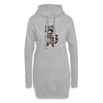 Dessin animé de raton laveur confiant - Sweat-shirt à capuche long Femme - gris chiné - Devant