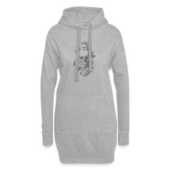 Roses du crâne gothique - Sweat-shirt à capuche long Femme - gris chiné - Devant