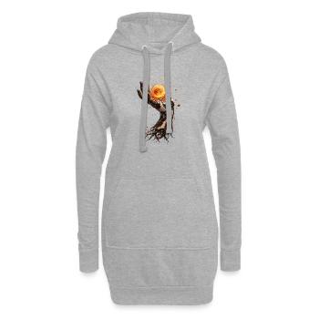 Mechanische Hand, die eine brennende Sonne hält - Hoodie-Kleid - Grau meliert - Vorne