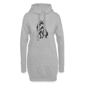 Geometrischer Wolf – Silhouette - Hoodie-Kleid - Grau meliert - Vorne