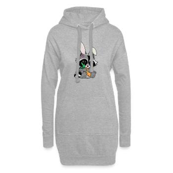 Câline le raton laveur déguisé en lapin avec une carotte - Sweat-shirt à capuche long Femme - gris chiné - Devant