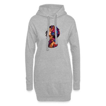 Couronne de Papillons en Fleurs - Sweat-shirt à capuche long Femme - gris chiné - Devant