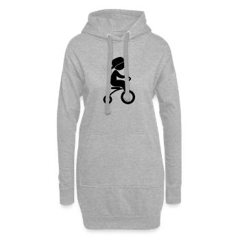 Garçon qui monte son tricycle - Sweat-shirt à capuche long Femme - gris chiné - Devant