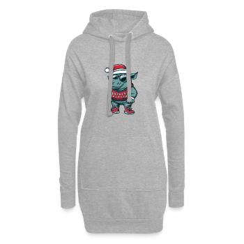 Nashorn Weihnachten X-Mas - Hoodie-Kleid - Grau meliert - Vorne
