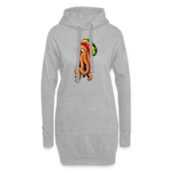rasta cthuhlu pieuvre - Sweat-shirt à capuche long Femme - gris chiné - Devant