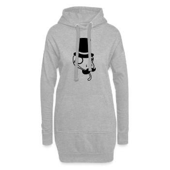 gesicht kopf herr sir gentlemen zylinder reich mon - Hoodie-Kleid - Grau meliert - Vorne