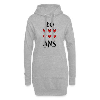 20 ANS. 20e ANNIVERSAIRE. ANNIVERSAIRE 20 ANS. ANN - Sweat-shirt à capuche long Femme - gris chiné - Devant