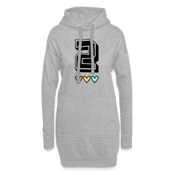 2. 2 JAHRE. 2. JAHRESTAG. GEBURTSTAG 2 JAHRE. - Hoodie-Kleid - Grau meliert - Vorne