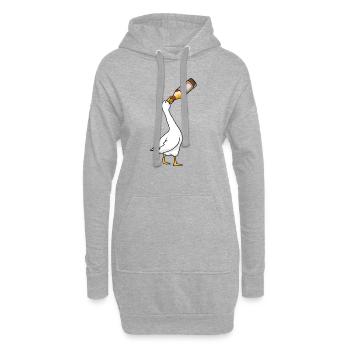 Bierflasche Trinkende Gans Betrunkene Alkohol - Hoodie-Kleid - Grau meliert - Vorne