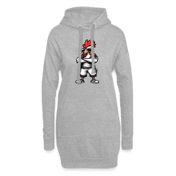 Coq Bande Dessinée Cool - Sweat-shirt à capuche long Femme - gris chiné - Devant