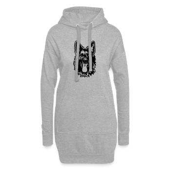 Tête de berger allemand - Sweat-shirt à capuche long Femme - gris chiné - Devant