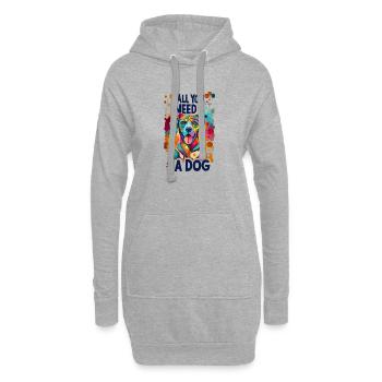 Alles was du brauchst ist ein Hund! - Hoodie-Kleid - Grau meliert - Vorne