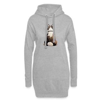 Siberian Husky - Hoodie-Kleid - Grau meliert - Vorne