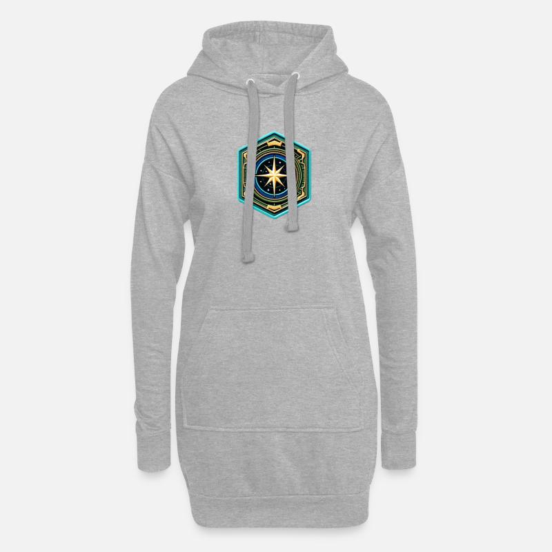 Kartenstern Kompass Patch - Hoodie-Kleid - Grau meliert