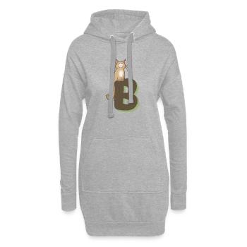 Lettre B du chat - Sweat-shirt à capuche long Femme - gris chiné - Devant
