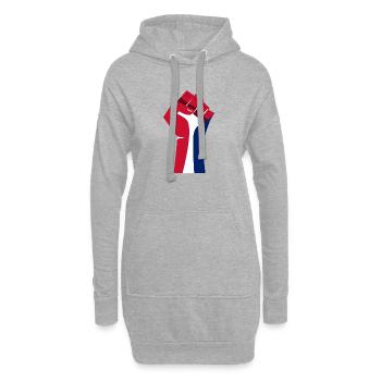 Die erhobene Faust (rot, weiß, blau) - Hoodie-Kleid - Grau meliert - Vorne