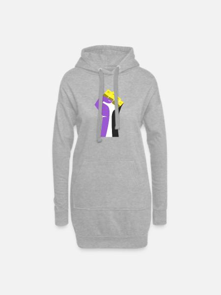 Die erhobene Faust (lila, gelb, schwarz, weiß) - Hoodie-Kleid - Grau meliert