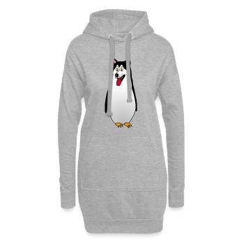 Pinguin Hund - Hoodie-Kleid - Grau meliert - Vorne