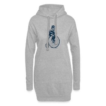 Grenouille sur un penny-farthing - Sweat-shirt à capuche long Femme - gris chiné - Devant