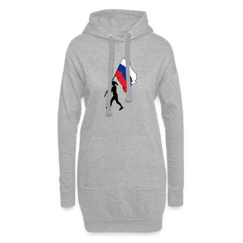 Flagge Russland Frau zu Fuß - Hoodie-Kleid - Grau meliert - Vorne