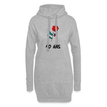 40. 40 ANS. 40e ANNIVERSAIRE. ANNIVERSAIRE 40 ANS. - Sweat-shirt à capuche long Femme - gris chiné - Devant