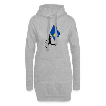 Drapeau Kosovo femme en course - Sweat-shirt à capuche long Femme - gris chiné - Devant