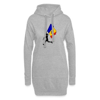 Drapeau Moldavie femme courant - Sweat-shirt à capuche long Femme - gris chiné - Devant