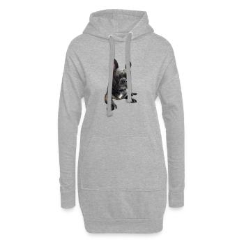 Kuschelige Bulldogge Porträt - Hoodie-Kleid - Grau meliert - Vorne