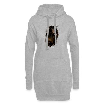 Cheval - Sweat-shirt à capuche long Femme - gris chiné - Devant