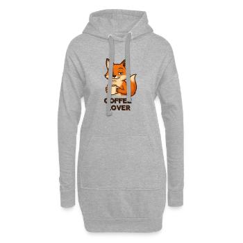 Kaffeeliebender Fuchs - Hoodie-Kleid - Grau meliert - Vorne