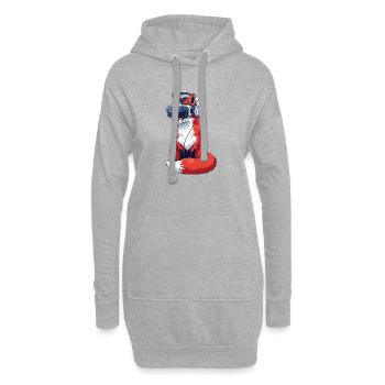 Cooler Fuchs Gamer Nerd Virtuelle Realität Cartoon - Hoodie-Kleid - Grau meliert - Vorne