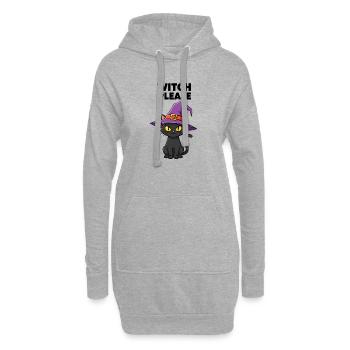Mitternachtskätzchen-Hexe - Hoodie-Kleid - Grau meliert - Vorne