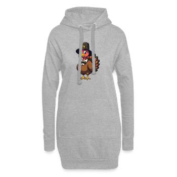 Thanksgiving Drôle Dinde de Thanksgiving - Sweat-shirt à capuche long Femme - gris chiné - Devant