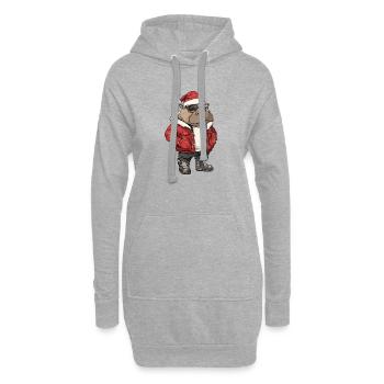 Nilpferd Weihnachten Winter - Hoodie-Kleid - Grau meliert - Vorne