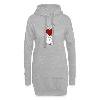 Câlin Cœur de Lapin - Sweat-shirt à capuche long Femme - gris chiné - Devant