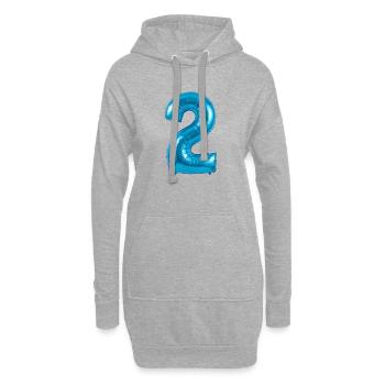 2. Geburtstag, zweiter Geburtstag  Ballon Helium - Hoodie-Kleid - Grau meliert - Vorne