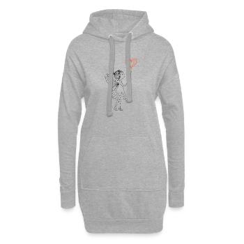 Petite fée dessinée à la main avec un ballon en forme de cœur - Sweat-shirt à capuche long Femme - gris chiné - Devant