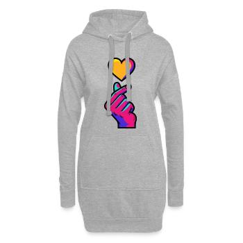 Kpop Koreanische Musik Niedliche Finger Herz Liebe Korea - Hoodie-Kleid - Grau meliert - Vorne